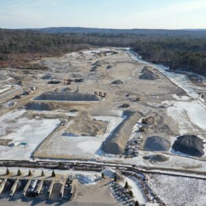 Aerial view of the job site on a nice sunny day.