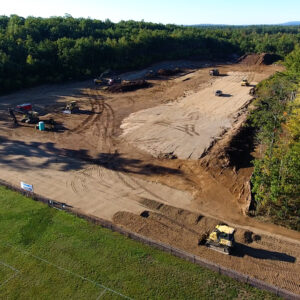 Aerial view of the job site on a nice sunny day.