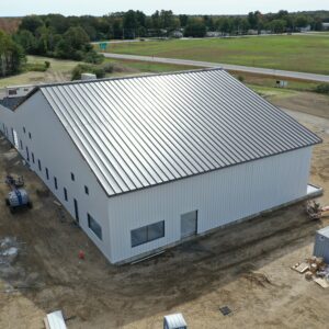 Aerial view of the roof of the Summit Chuch building while it's construction is in progress