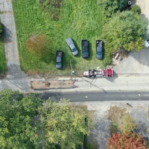 Aerial view of a road under construction